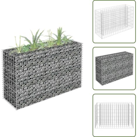 The Living Store Arriate de gaviones de acero galvanizado 90x30x60 cm - Gaviones de acero galvanizado