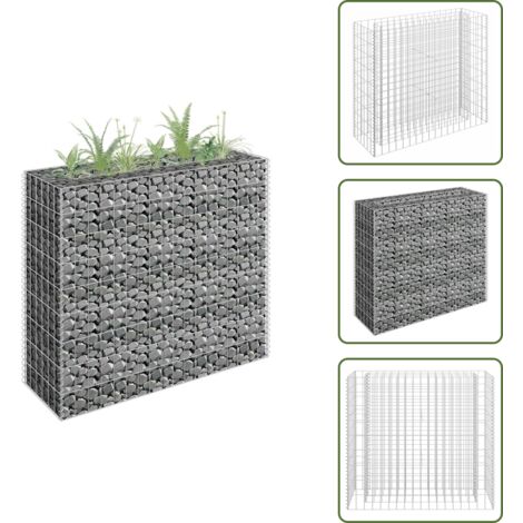 The Living Store Arriate de gaviones de acero galvanizado 90x30x90 cm - Gaviones para jardín