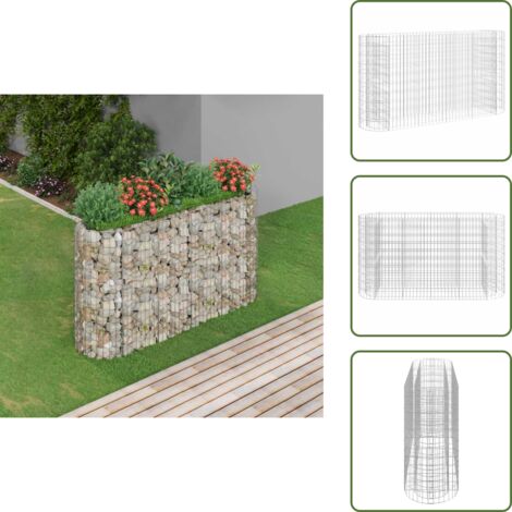 The Living Store Arriate de gaviones de hierro galvanizado 190x50x100 cm - Gaviones para jardín