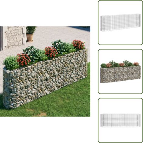 The Living Store Arriate de gaviones de hierro galvanizado 330x50x100 cm - Jardín