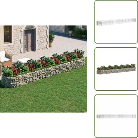 The Living Store Arriate de gaviones de hierro galvanizado 600x100x50 cm - Gaviones para jardín