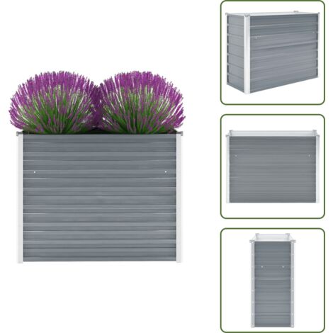 The Living Store Arriate de jardín de acero galvanizado gris 100x40x77 cm - Macetero de acero