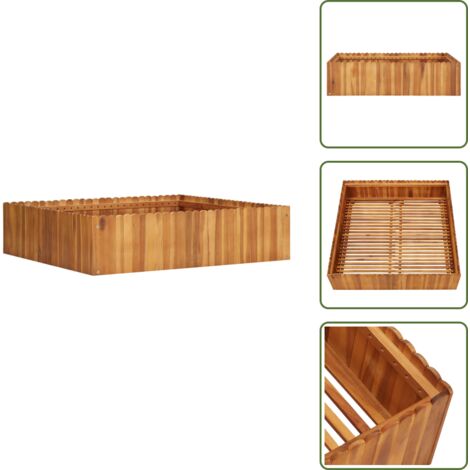 The Living Store Arriate de madera maciza de acacia 100x100x25 cm - Jardinera