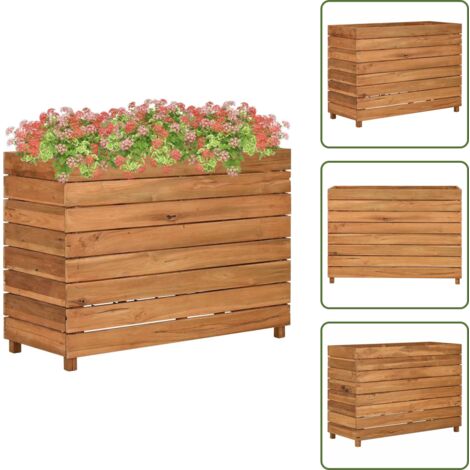The Living Store Arriate elevado madera de teca reciclada y acero 100x40x72 cm - Jardinera de teca
