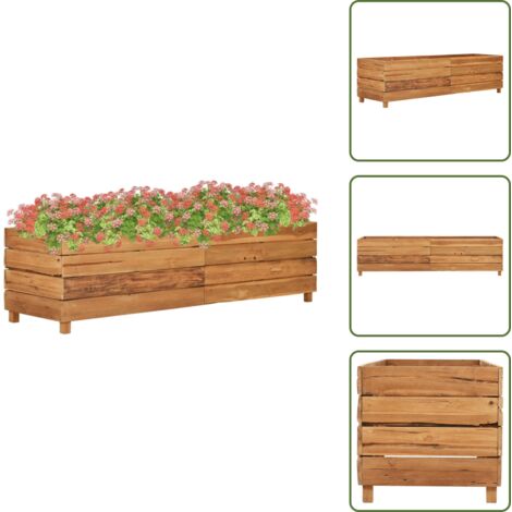 The Living Store Arriate elevado madera de teca reciclada y acero 150x40x38 cm - Jardinera