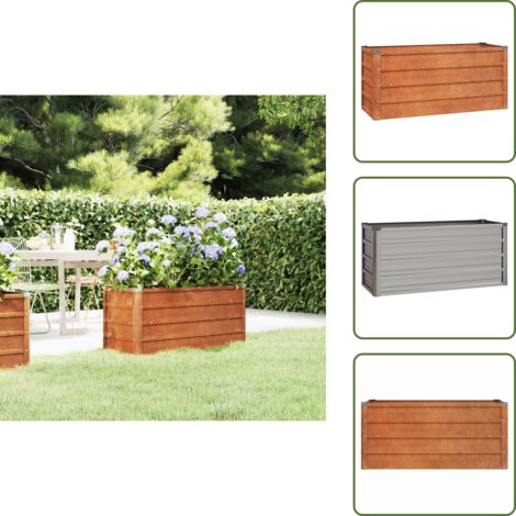 The Living Store Arriate oxidado de acero corten 100x40x45 cm - Jardinera oxidada