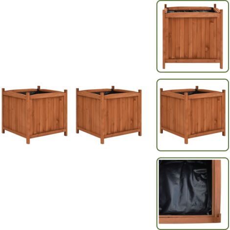The Living Store Arriates 2 unidades madera de abeto 50x50x50 cm - Jardineras