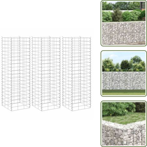 The Living Store Arriates de gaviones 3 unidades hierro 30x30x100 cm - Gaviones para jardín