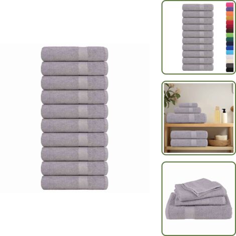 The Living Store Asciugamani da bagno FROGN 10 pz Grigio 100x150 cm 360 g/m² - Cotone