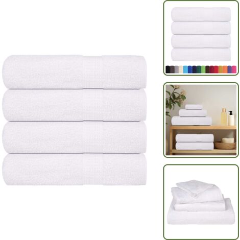The Living Store Asciugamani da bagno FROGN 4 pz Bianco 100x150 cm 360 g/m² - Cotone