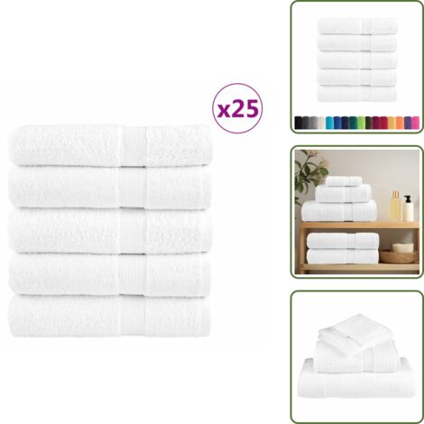 The Living Store Asciugamani da bagno Premium SOLUND 25 pz Bianco 100x150 cm 600 g/m² - Asciugamani in cotone