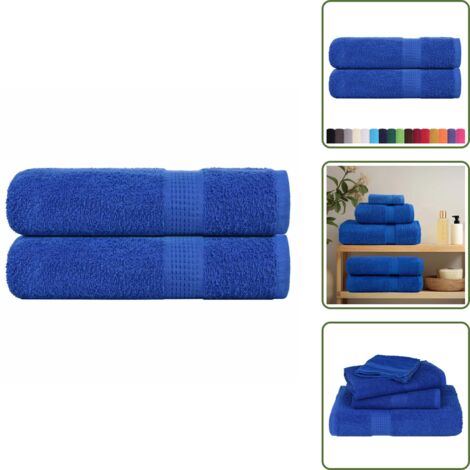 The Living Store Asciugamani da doccia FROGN 2 pezzi Blu 70x140 cm 360 g/m² - Asciugamani da bagno