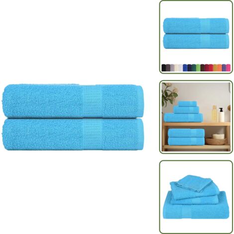 The Living Store Asciugamani da doccia FROGN 2 pz Turchese 70x140 cm 360 g/m² - Asciugamani da bagno