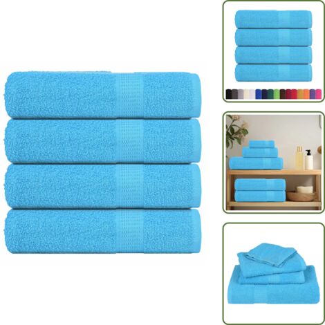 The Living Store Asciugamani da doccia FROGN 4 pz Turchese 70x140 cm 360 g/m² - Cotone