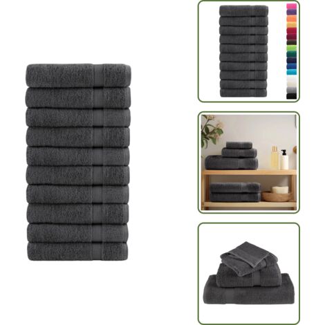 The Living Store Asciugamani da doccia premium SOLUND 10 pezzi Antracite 70x140 cm 600 g/m² - Asciugamani da bagno