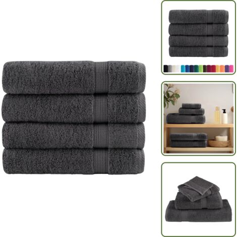The Living Store Asciugamani da doccia premium SOLUND 4 pezzi Antracite 70x140 cm 600 g/m² - Asciugamani da bagno