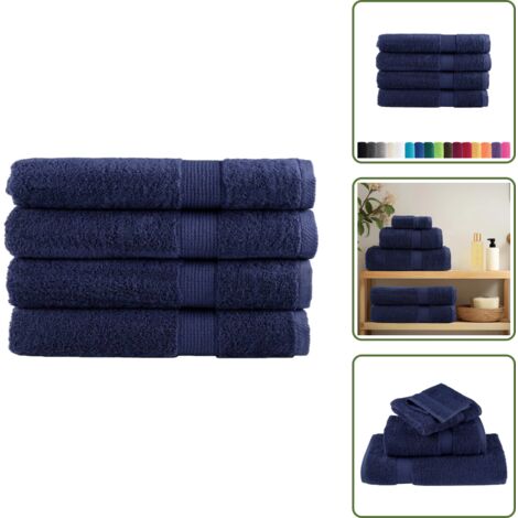 The Living Store Asciugamani da sauna premium SOLUND 4 pezzi blu navy 80x200 cm 600 g/m² - Asciugamani da sauna