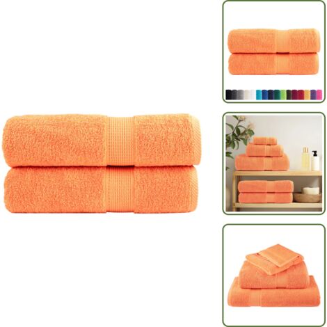The Living Store Asciugamani Doccia SOLUND 2 pz Arancioni 70x140 cm 600g/m² - Asciugamani da bagno