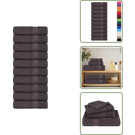 The Living Store Asciugamani FROGN 10 pz Antracite 50x100 cm 360 g/m² - Cotone