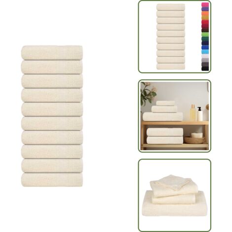The Living Store Asciugamani FROGN 10 pz Crema 50x100 cm 360 g/m² - Cotone