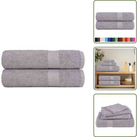 The Living Store Asciugamani FROGN 2 pz Grigio 50x100 cm 360 g/m² - Asciugamani cotone