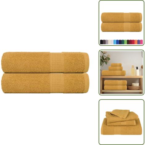 The Living Store Asciugamani FROGN 2 pz Oro 50x100 cm 360 g/m² - Asciugamani oro
