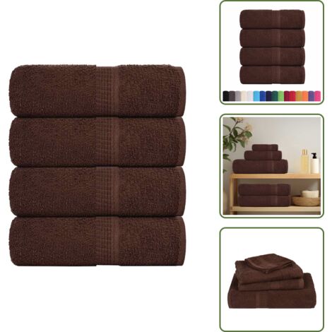 The Living Store Asciugamani FROGN 4 pz Marrone 30x30 cm 360 g/m² - Asciugamani per il viso
