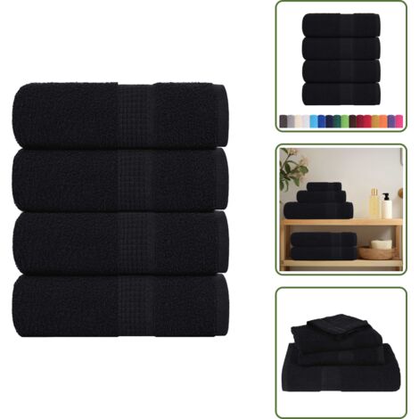 The Living Store Asciugamani FROGN 4 pz Nero 30x30 cm 360 g/m² - Asciugamani per il viso
