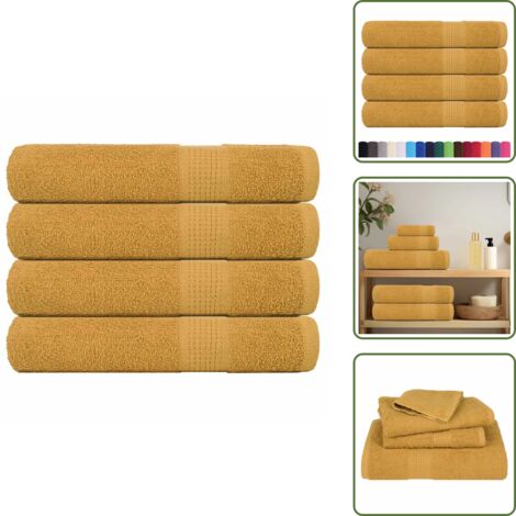 The Living Store Asciugamani FROGN 4 pz Oro 100x200 cm 360 g/m² - Asciugamani oro