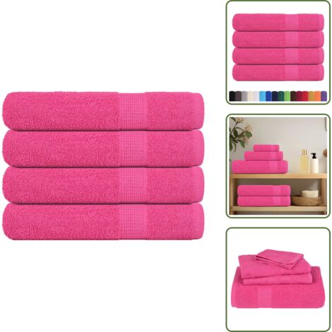 The Living Store Asciugamani FROGN 4 pz Rosa 100x200 cm 360 g/m² - Asciugamani rosa