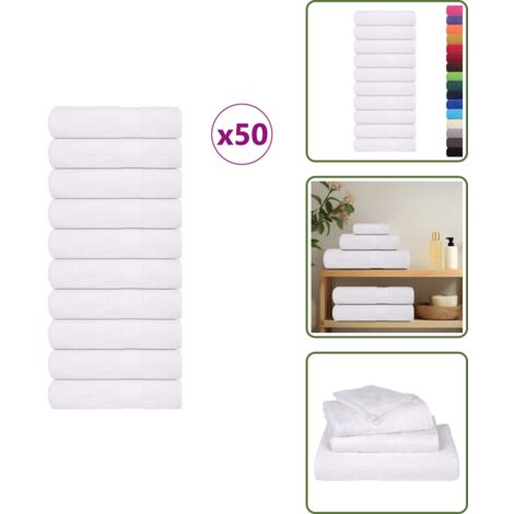 The Living Store Asciugamani FROGN 50 pz Bianco 50x100 cm 360 g/m² - Asciugamani cotone