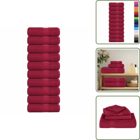 The Living Store Asciugamani per ospiti FROGN 10 pz Bordeaux 30x50 cm 360 g/m² - Asciugamani da bagno