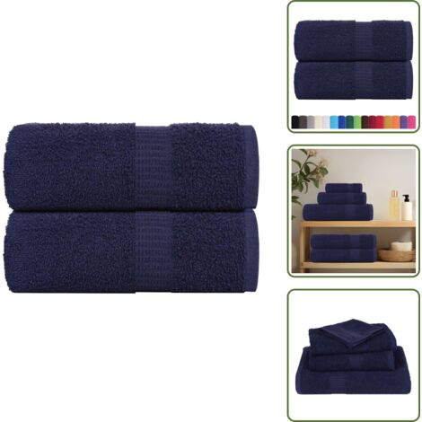 The Living Store Asciugamani per ospiti FROGN 2 pz Blu navy 30x50 cm 360 g/m² - Asciugamani da bagno