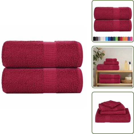 The Living Store Asciugamani per ospiti FROGN 2 pz Bordeaux 30x50 cm 360 g/m² - Asciugamani da bagno