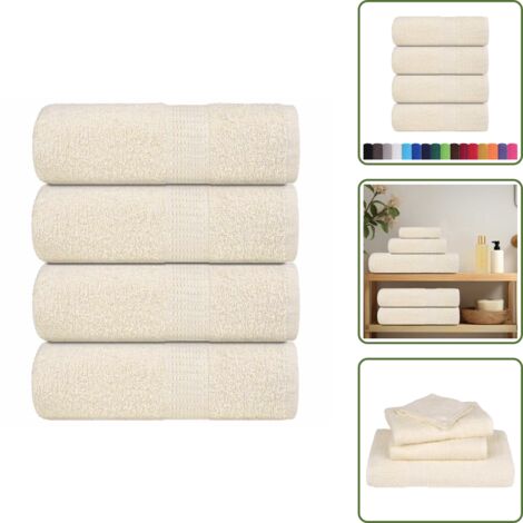 The Living Store Asciugamani per ospiti FROGN 4 pz Crema 30x50 cm 360 g/m² - Asciugamani da bagno