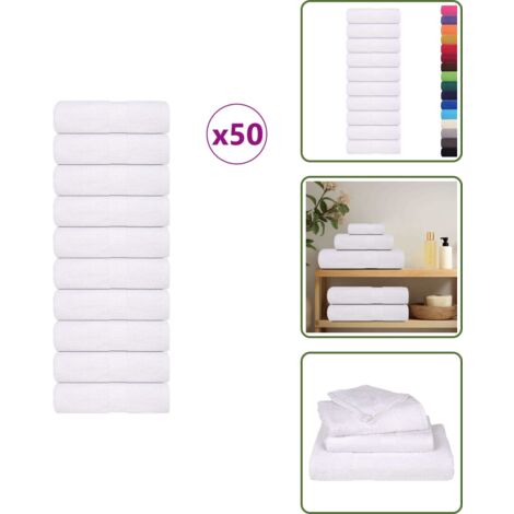 The Living Store Asciugamani per ospiti FROGN 50 pz Bianco 30x50 cm 360 g/m² - Asciugamani per ospiti