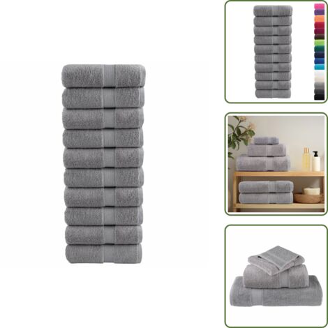 The Living Store Asciugamani per ospiti Premium SOLUND 10 pz Grigio 30x50 cm 600 g/m² - Asciugamani da bagno