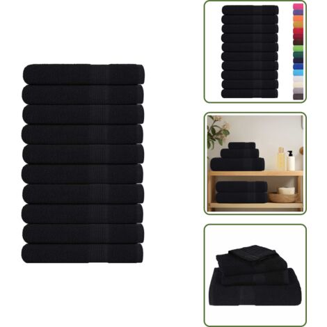 The Living Store Asciugamani per sauna FROGN 10 pezzi Nero 80x200 cm 360 g/m² - Asciugamani da sauna
