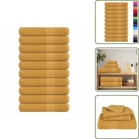 The Living Store Asciugamani per sauna FROGN 10 pezzi Oro 80x200 cm 360 g/m² - Asciugamani da sauna