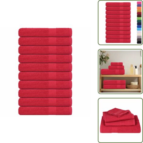 The Living Store Asciugamani per sauna FROGN 10 pezzi Rosso 80x200 cm 360 g/m² - Cotone