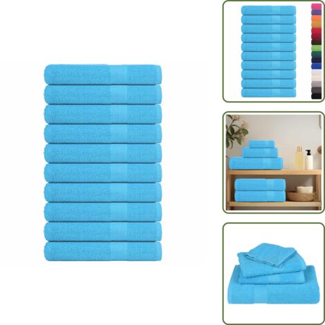 The Living Store Asciugamani per sauna FROGN 10 pezzi Turchese 80x200 cm 360 g/m² - Cotone