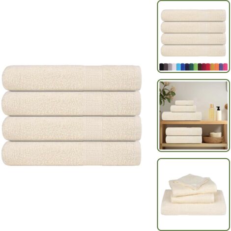 The Living Store Asciugamani per sauna FROGN 4 pezzi Crema 80x200 cm 360 g/m² - Cotone