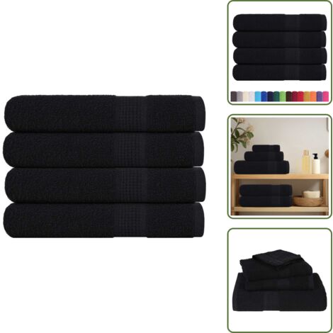 The Living Store Asciugamani per sauna FROGN 4 pezzi Nero 80x200 cm 360 g/m² - Asciugamani da sauna