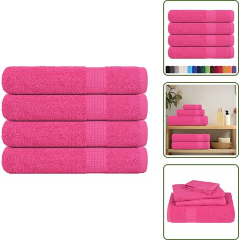 The Living Store Asciugamani per sauna FROGN 4 pezzi Rosa 80x200 cm 360 g/m² - Cotone