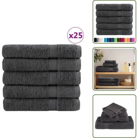 The Living Store Asciugamani per sauna Premium SOLUND 50 pz Antracite 80x200 cm 600 g/m² - Asciugamani in cotone