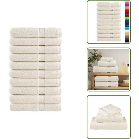 The Living Store Asciugamani per Sauna SOLUND 10 pz Crema 80x200cm 600 g/m² - Asciugamani da sauna