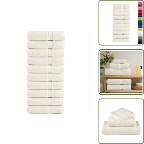 The Living Store Asciugamani Premium SOLUND 10 pz Crema 50x100 cm 600 g/m² - Asciugamani in cotone