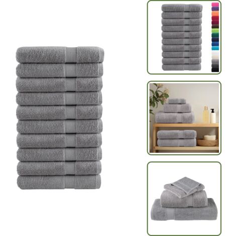The Living Store Asciugamani Premium SOLUND 10 pz Grigio 100x200 cm 600 g/m² - Asciugamani grigi