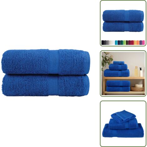 The Living Store Asciugamani Premium SOLUND 2 pz Blu 30x30 cm 600 g/m² - Asciugamani per il viso