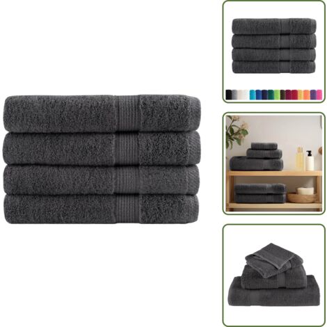 The Living Store Asciugamani Premium SOLUND 4 pz Antracite 100x200 cm 600 g/m² - Asciugamani in cotone